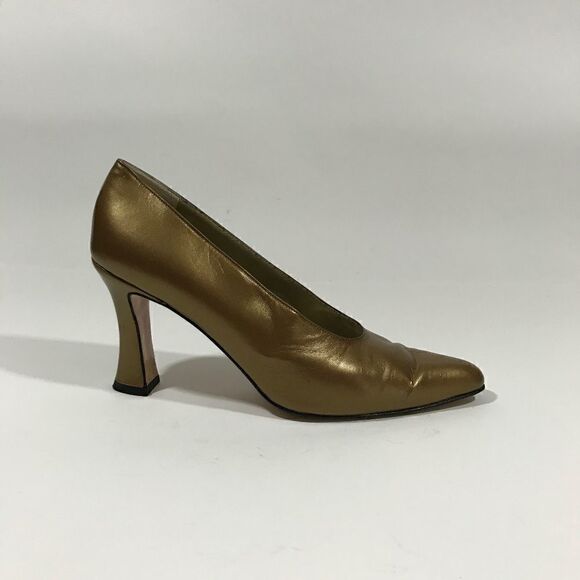 Vintage 90's Versani Metallic Gold Leather Pumps - Picture 3 of 7